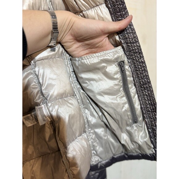 Calvin Klein Premium Down Packable Quilted Hooded Silver Puffer Jacket M - Picture 13 of 14